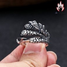 画像7: Antique Jewelry S925 シルバー ドラゴンクロー オープンリング メンズ ゴシック調 鷹爪 & フェザーデザイン ユニセックスリング (7)