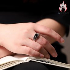 画像5: Antique Jewelry S925 シルバー 十字薔薇 オニキスリング オープンバンド ゴシック ヴィンテージ ユニセックス (5)