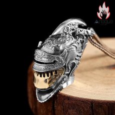 画像2: Antique Jewelry S925 シルバー 中世ヨーロッパ兜ペンダントネックレス メンズ ドクロヴィンテージ スチームパンクデザイン (2)