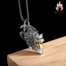 画像3: Antique Jewelry S925 シルバー 中世ヨーロッパ兜ペンダントネックレス メンズ ドクロヴィンテージ スチームパンクデザイン (3)