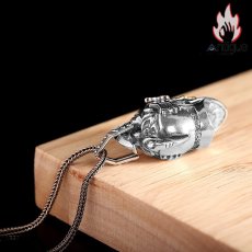 画像4: Antique Jewelry S925 シルバー 中世ヨーロッパ兜ペンダントネックレス メンズ ドクロヴィンテージ スチームパンクデザイン (4)