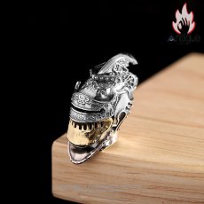 画像6: Antique Jewelry S925 シルバー 中世ヨーロッパ兜ペンダントネックレス メンズ ドクロヴィンテージ スチームパンクデザイン (6)