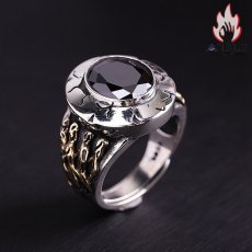 画像2: Antique Jewelry S925 シルバーアクセサリー ドクロハンド 黒オニキス ゴシック宮廷 ヴィンテージ メンズオープンリング (2)