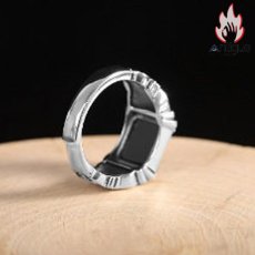画像5: Antique Jewelry S925 シルバー クロスリング メンズ ヒップホップ調 黒オニキス 個性的ヴィンテージリング (5)