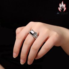 画像7: Antique Jewelry S925 シルバー クロスリング メンズ ヒップホップ調 黒オニキス 個性的ヴィンテージリング (7)