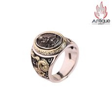 画像1: Antique Jewelry S925 シルバーリング アネモネ 観音菩薩 個性派デザイン ユニセックス レトロ (1)