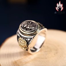 画像2: Antique Jewelry S925 シルバーリング アネモネ 観音菩薩 個性派デザイン ユニセックス レトロ (2)