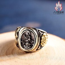 画像3: Antique Jewelry S925 シルバーリング アネモネ 観音菩薩 個性派デザイン ユニセックス レトロ (3)