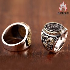 画像7: Antique Jewelry S925 シルバーリング アネモネ 観音菩薩 個性派デザイン ユニセックス レトロ (7)