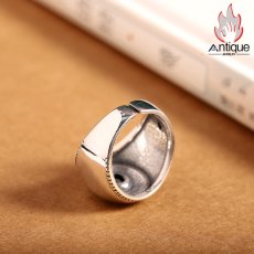 画像5: Antique Jewelry S925 シルバー 悪魔の瞳 光沢リング オープンバンド ヴィンテージ メンズ シンプル プレゼント (5)