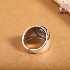 画像6: Antique Jewelry S925 シルバー 悪魔の瞳 光沢リング オープンバンド ヴィンテージ メンズ シンプル プレゼント (6)