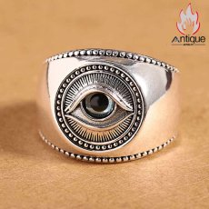 画像7: Antique Jewelry S925 シルバー 悪魔の瞳 光沢リング オープンバンド ヴィンテージ メンズ シンプル プレゼント (7)