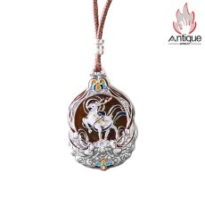 画像1: Antique Jewelry S999 シルバー 九色鹿 焼藍ペンダントネックレス レディース 個性デザイン ヴィンテージ (1)