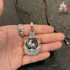 画像12: Antique Jewelry S999 シルバー 九色鹿 焼藍ペンダントネックレス レディース 個性デザイン ヴィンテージ (12)