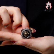 画像6: Antique Jewelry S925 シルバー サンフラワースターデザイン メンズオープンリング レトロゴシック調 精密仕上げリング (6)