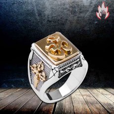 画像2: Antique Jewelry S925 シルバー 不動明王デザインリング ゴールドカラー金剛杵 メンズ レトロリング (2)