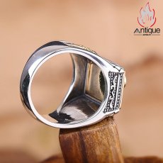 画像9: Antique Jewelry S925 シルバー 不動明王デザインリング ゴールドカラー金剛杵 メンズ レトロリング (9)
