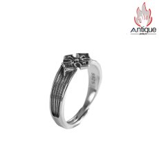 画像1: Antique Jewelry S925 シルバー 精密仕上げ クルセイダークロスリング ユニセックスオープンリング パンク風 (1)