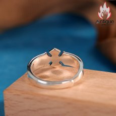 画像5: Antique Jewelry S925 シルバー 精密仕上げ クルセイダークロスリング ユニセックスオープンリング パンク風 (5)