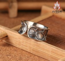 画像9: Antique Jewelry S925 シルバー ゴールドカラー 五芒星リング メンズ オープンリング シンプルヴィンテージ調 (9)