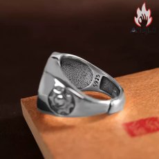 画像4: Antique Jewelry S925 シルバー 悪魔の目オープンリング 太陽スマイルデザイン 三角形ゴッドアイ メンズファッションリング (4)