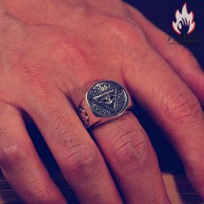 画像6: Antique Jewelry S925 シルバー 悪魔の目オープンリング 太陽スマイルデザイン 三角形ゴッドアイ メンズファッションリング (6)