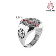 画像7: Antique Jewelry S925 シルバー 悪魔の目オープンリング 太陽スマイルデザイン 三角形ゴッドアイ メンズファッションリング (7)