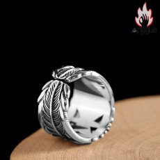 画像4: Antique Jewelry S925 シルバー サンスターバースト幅広リング 個性的ヒップホップ調 アメリカンヴィンテージデザイン オープンアジャスタブル (4)