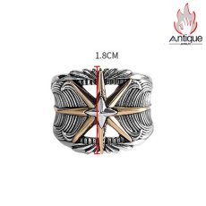 画像9: Antique Jewelry S925 シルバー サンスターバースト幅広リング 個性的ヒップホップ調 アメリカンヴィンテージデザイン オープンアジャスタブル (9)