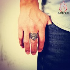 画像5: Antique Jewelry S925 シルバー 個性的タイガーヘッドリング メンズ 虎デザイン ゴシック調 サイズ調整可能オープンリング (5)