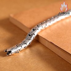 画像7: Antique Jewelry S925 シルバー スネークボーンブレスレット ユニセックス光面デザイン 欧米風パンク調 ギフトに最適 (7)