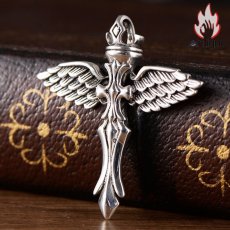 画像5: Antique Jewelry S925 シルバー エンジェルウィング クロス クラウンデザイン 個性的ヴィンテージ ユニセックスペンダントネックレス (5)