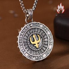 画像3: Antique Jewelry S925 シルバー ゴールド調 星 & 太陽トライデントペンダント メンズ シンプルヴィンテージ (3)