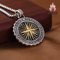 画像4: Antique Jewelry S925 シルバー ゴールド調 星 & 太陽トライデントペンダント メンズ シンプルヴィンテージ (4)