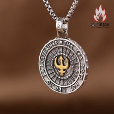 画像5: Antique Jewelry S925 シルバー ゴールド調 星 & 太陽トライデントペンダント メンズ シンプルヴィンテージ (5)