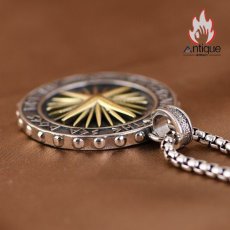 画像6: Antique Jewelry S925 シルバー ゴールド調 星 & 太陽トライデントペンダント メンズ シンプルヴィンテージ (6)