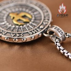 画像7: Antique Jewelry S925 シルバー ゴールド調 星 & 太陽トライデントペンダント メンズ シンプルヴィンテージ (7)