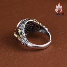画像6: Antique Jewelry S925 シルバー 精巧な金剛杵リング メンズ人差し指リング 降魔杵オニキス ヴィンテージ宮廷風 (6)