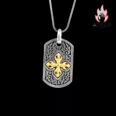 画像2: Antique Jewelry S925 シルバーアクセサリー 金剛杵 十字薔薇 クロスモチーフ メンズペンダント ヴィンテージ風 (2)