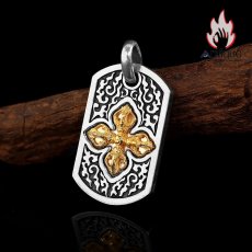 画像4: Antique Jewelry S925 シルバーアクセサリー 金剛杵 十字薔薇 クロスモチーフ メンズペンダント ヴィンテージ風 (4)