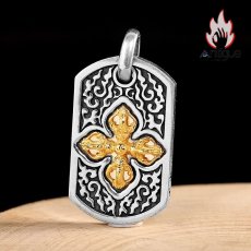 画像5: Antique Jewelry S925 シルバーアクセサリー 金剛杵 十字薔薇 クロスモチーフ メンズペンダント ヴィンテージ風 (5)