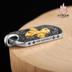画像7: Antique Jewelry S925 シルバーアクセサリー 金剛杵 十字薔薇 クロスモチーフ メンズペンダント ヴィンテージ風 (7)