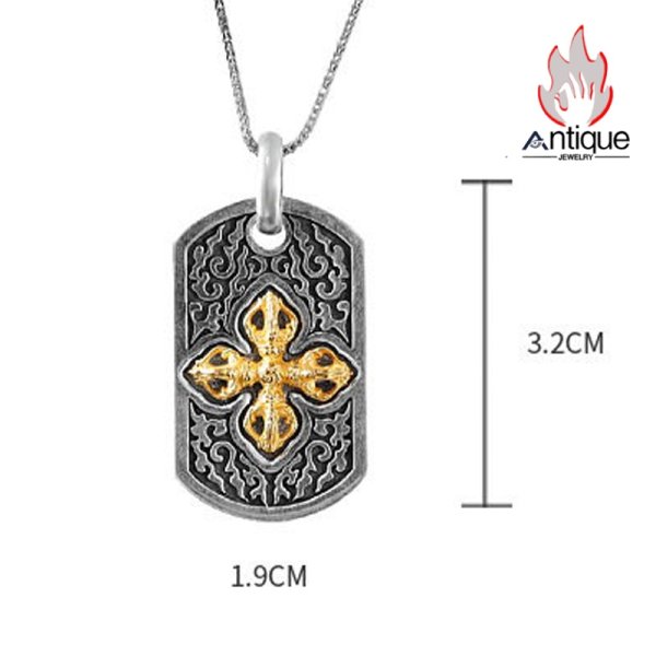 Antique Jewelry S925 シルバーアクセサリー 金剛杵 十字薔薇 クロス