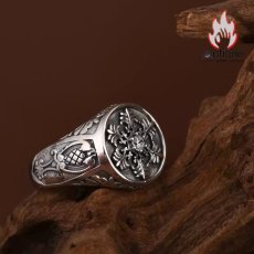 画像5: Antique Jewelry S925 シルバー 精巧メンズオープンリング キュービックジルコニア スノークロス ヴィンテージデザイン (5)