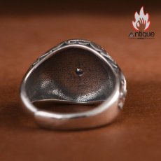 画像8: Antique Jewelry S925 シルバー 精巧メンズオープンリング キュービックジルコニア スノークロス ヴィンテージデザイン (8)