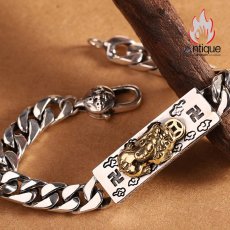 画像6: Antique Jewelry S925 シルバー 貔貅 六字真言ブレスレット メンズ ヴィンテージ 重厚感 光沢シンプルデザイン (6)