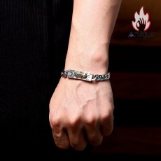 画像8: Antique Jewelry S925 シルバー 貔貅 六字真言ブレスレット メンズ ヴィンテージ 重厚感 光沢シンプルデザイン (8)