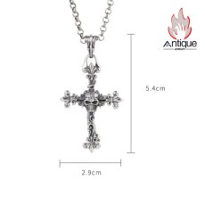 画像7: Antique Jewelry S925 シルバー ドクロクロスペンダントネックレス メンズ アンカー 十字薔薇 パンク調 ヴィンテージ (7)
