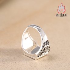 画像4: Antique Jewelry S925 シルバー製 アンカー＆十字薔薇デザイン コンパスモチーフ オープンリング パンク ヴィンテージ (4)