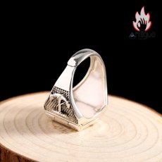 画像7: Antique Jewelry S925 シルバー製 アンカー＆十字薔薇デザイン コンパスモチーフ オープンリング パンク ヴィンテージ (7)